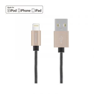 First Champion MFi 認證 Lightning USB 充電傳輸線 - PET編織配鋁合金外殼 - 180cm - 金色