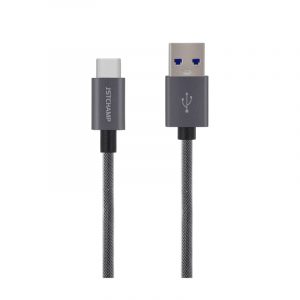First Champion 鋁合金PET編織 USB Type-C 至 USB-A 充電傳輸線 - 100cm - 深灰色