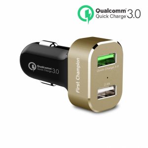First Champion USB 汽車充電器 - EL-730WQC3 - 2 x USB 接口, 支援QC3.0快充 - 金色