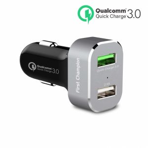 First Champion USB 汽車充電器 - EL-730WQC3 - 2 x USB 接口, 支援QC3.0快充 - 銀色