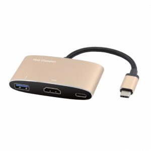 First Champion USB 3.1 Type-C 集線器 - 3合1 (HDMI, USB, USB-C) - 金色