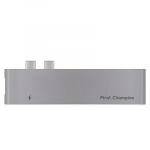 First Champion 雙 USB-C 集線器 - 7合1 (HDMI, USB, USB-C, Card Reader) - 灰色