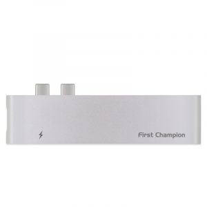 First Champion 雙 USB-C 集線器 - 7合1 (HDMI, USB, USB-C, Card Reader) - 銀色