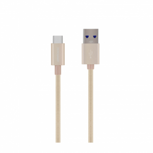 First Champion 鋁合金尼龍編織 USB Type-C 至 USB-A 充電傳輸線 - 120cm - 金色