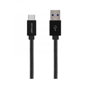 First Champion 鋁合金PET編織 USB Type-C 至 USB-A 充電傳輸線 - 100cm - 黑色