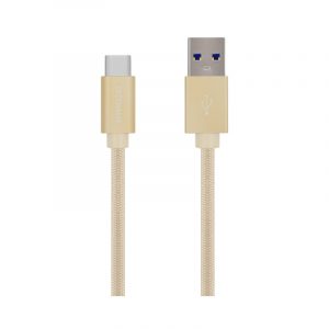 First Champion 鋁合金尼龍編織 USB Type-C 至 USB-A 充電傳輸線 - 180cm - 金色