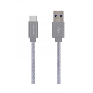 First Champion 鋁合金尼龍編織 USB Type-C 至 USB-A 充電傳輸線 - 180cm - 灰色