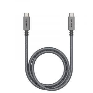 First Champion USB 3.2 USB Type-C 至 Type-C 充電傳輸線 - 鋁合金尼龍編織 - 100cm - 灰色