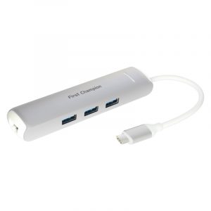 First Champion USB Type-C 集線器 - 6合1 (HDMI, USB, USB-C, Gigabit Lan) - 銀色