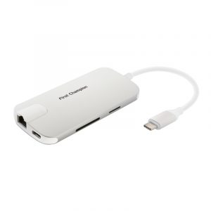 First Champion USB Type-C 集線器 - 8合1 (HDMI, USB, USB-C, Card Reader, 乙太網口 ) - 銀色