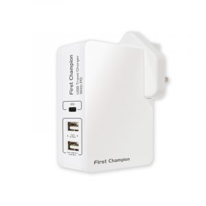 First Champion USB 旅行充電器 - UTC345PD - with USB-C PD and USB-A x 2