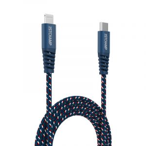 First Champion MFi 認證 USB-C 至 Lightning 充電傳輸線 - 尼龍編織配鋁合金外殼 - 120cm - 藍色