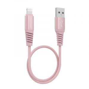 First Champion MFi 認證 Lightning USB 充電傳輸線 - 尼龍編織配鋁合金外殼 - 30cm - 粉紅色