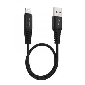 First Champion MFi 認證 Lightning USB 充電傳輸線 - 尼龍編織配鋁合金外殼 - 30cm - 黑色