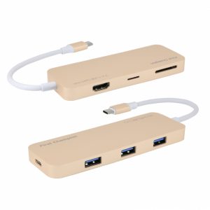 First Champion USB Type-C 集線器 - 7合1 (HDMI, USB, USB-C, Card Reader) - 金色