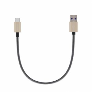 First Champion 鋁合金PET編織 USB Type-C 至 USB-A 充電傳輸線 - 30cm - 金色