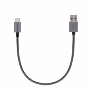First Champion 鋁合金PET編織 USB Type-C 至 USB-A 充電傳輸線 - 30cm - 灰色