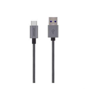 First Champion 鋁合金PET編織 USB Type-C 至 USB-A 充電傳輸線 - 100cm - 灰色