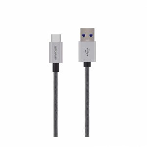 First Champion 鋁合金PET編織 USB Type-C 至 USB-A 充電傳輸線 - 100cm - 銀色